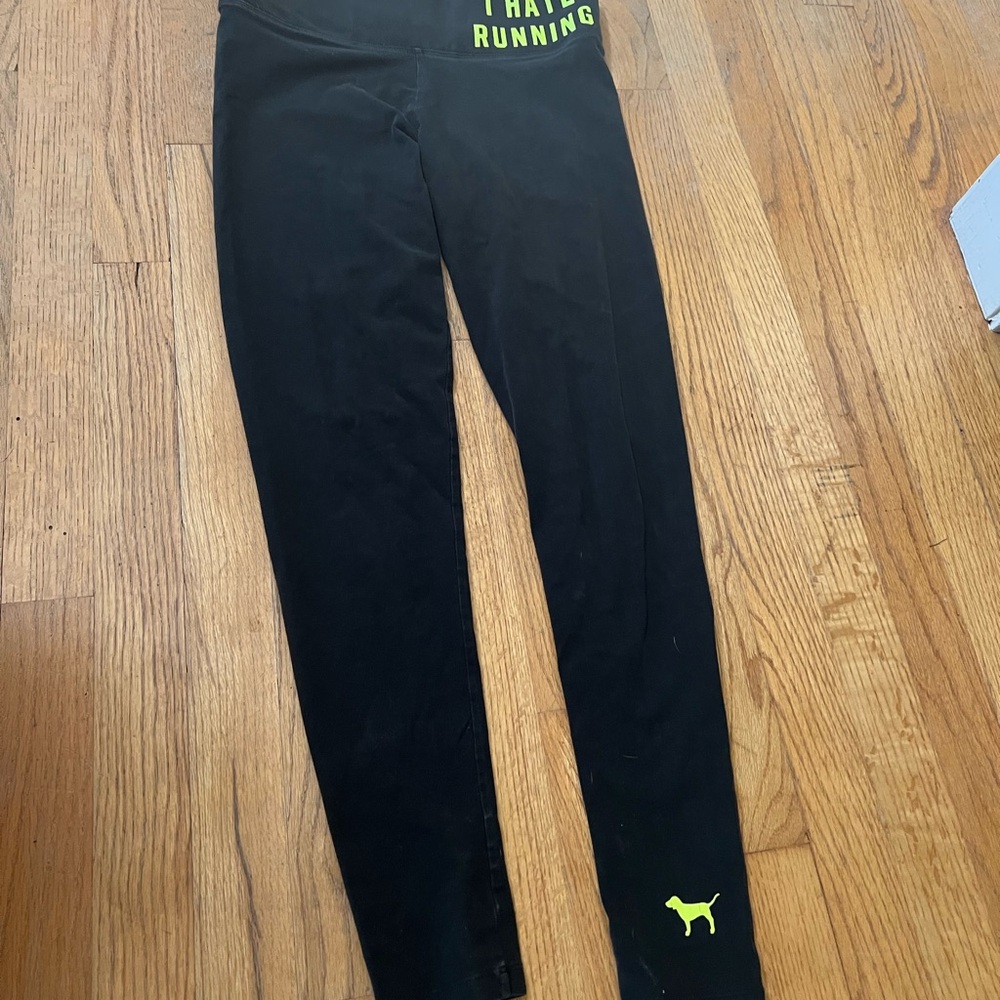 I Hate Running Leggins with Yellow Accents